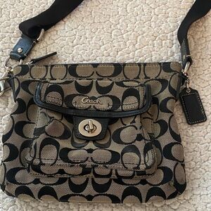 Coach Black and Brown Signature Crossbody Bag